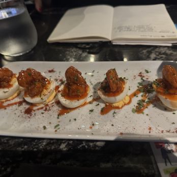 Frnds - Shrimp Deviled Eggs - Lounges Near Me - Houston, Texas Frnds - Shrimp Deviled Eggs - Lounges Near Me - Houston, Texas