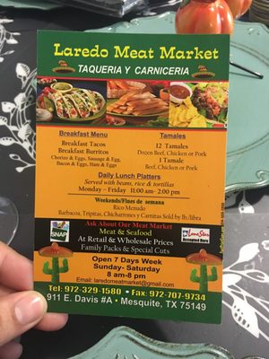 Menu photo 1 Laredo Meat Market Mesquite, TX Menu photo 1 Laredo Meat Market Mesquite, TX