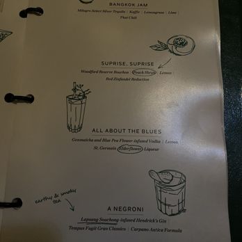 Z Bar - Cocktail menu page with the Surprise Surprise - Lounges Near Me - Chicago, Illinois