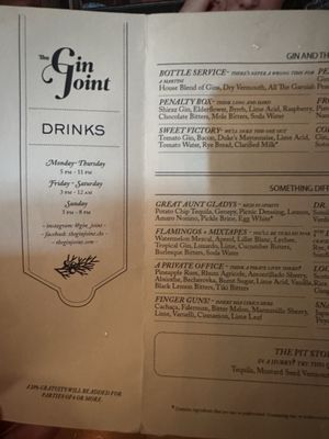 Menu photo 8 The Gin Joint Charleston, SC