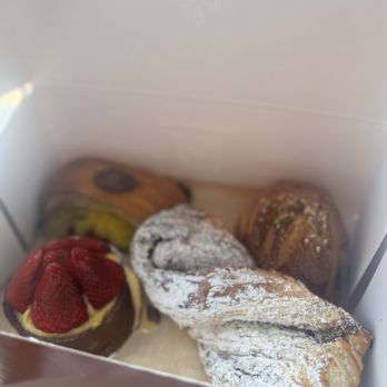 Le Saint Honore - Cinnamon Twist, Spinach and Feta Croissant, Chocolate Croissant, Strawberry Tart. - Bakeries Near Me - Dana Point, California