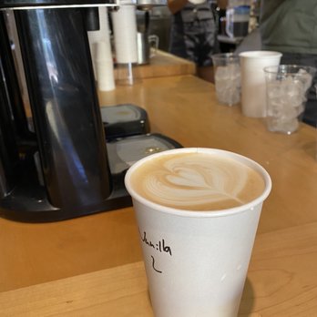 Black Sheep Espresso Bar - Medium Vanilla Latte and the barista is making the Chocolate Mint Latte - Coffee & Tea Near Me - Bishop, California