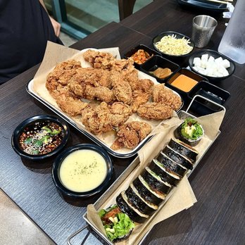 Chan Chan - 16pc Wings & Spicy Sweet Pork Kimbap (ig: @cravingswithcat) - Korean Near Me - Huntington Beach, California