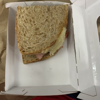 Panera Bread - The breakfast sandwich Is a half sandwich  which is tiny and they charge $6++ for this.  Not good - Salad Near Me - Dallas, Texas