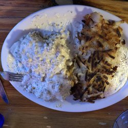 Bootlegger Casino - Biscuits and gravy with hash browns and eggs. Everything is homemade and taste great.