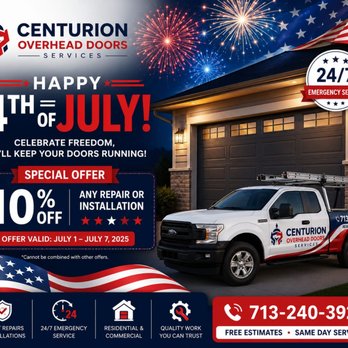 Centurion Overhead Doors - Happy 4th of July¡¡¡
thank you to all who make our community a better place to live.
---God Bless America¡¡- - Garage Door Services Near Me - Houston, Texas Centurion Overhead Doors - Happy 4th of July¡¡¡
thank you to all who make our community a better place to live.
---God Bless America¡¡- - Garage Door Services Near Me - Houston, Texas