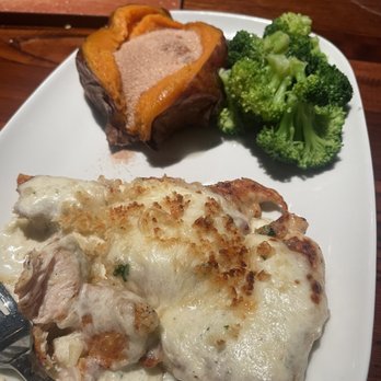 LongHorn Steakhouse - 9oz Parmesan Crusted Chicken, Sweet Potato with butter and sugar, Fresh Steamed Broccoli - Steakhouses Near Me - Jacksonville Beach, Florida LongHorn Steakhouse - 9oz Parmesan Crusted Chicken, Sweet Potato with butter and sugar, Fresh Steamed Broccoli - Steakhouses Near Me - Jacksonville Beach, Florida