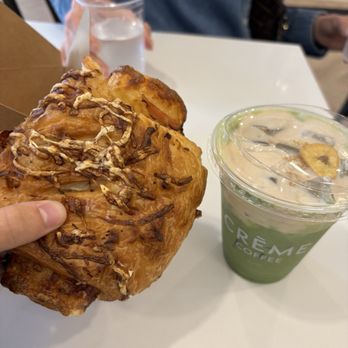 Crème Coffee - ham and cheese croissant + banana matcha - Coffee & Tea Near Me - Sacramento, California