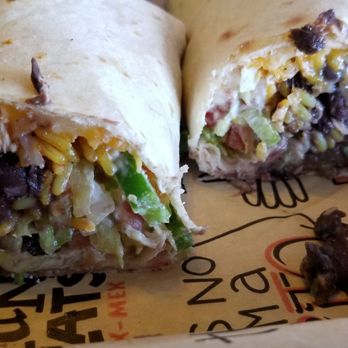 Tijuana Flats - Chicken, black bean and veggie burrito cut open. - Mexican Near Me - Lake Mary, Florida