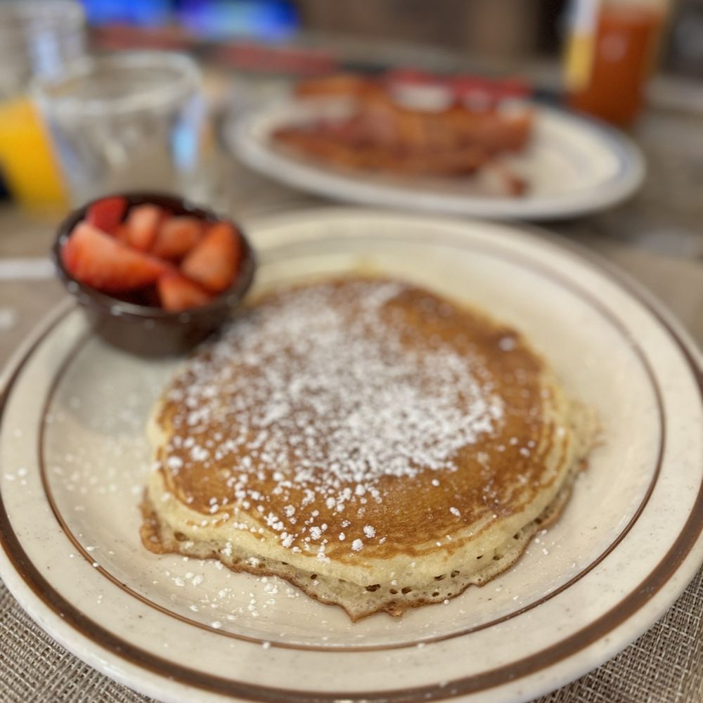 Buttermilk's Farmhouse - Calves' Menu - Pancakes with bacon and strawberries - Breakfast & Brunch Near Me - Patchogue, New York Buttermilk's Farmhouse - Calves' Menu - Pancakes with bacon and strawberries - Breakfast & Brunch Near Me - Patchogue, New York