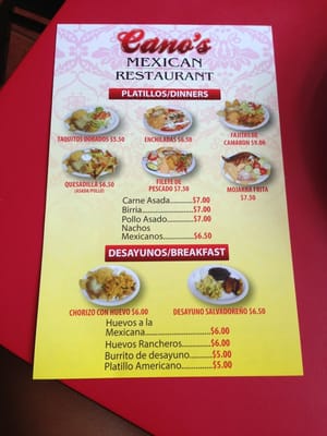 Menu photo 1 Cano's Mexican Restaurant Los Angeles, CA