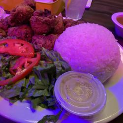 Tipico House Bar and Grill - Deep fried chicken, white rice, and habichuelas (a rich bean soup).