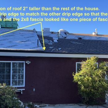 Reno's Roofing - Reno made a drip edge to match the other drip edge so that the white fascia looked like one - Roofing Near Me - Sylmar, California