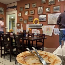 Wj's - One of the rooms and an empty bowl of WJ's pasta.