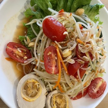 When In Bangkok - Papaya salad with salted egg. - Thai Near Me - Flushing, New York When In Bangkok - Papaya salad with salted egg. - Thai Near Me - Flushing, New York