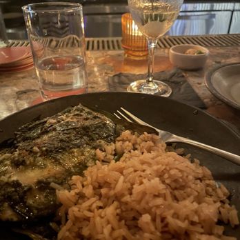 Si! Mon - Kanpachi with coconut rice and cold MF martini - Latin American Near Me - Los Angeles, California Si! Mon - Kanpachi with coconut rice and cold MF martini - Latin American Near Me - Los Angeles, California