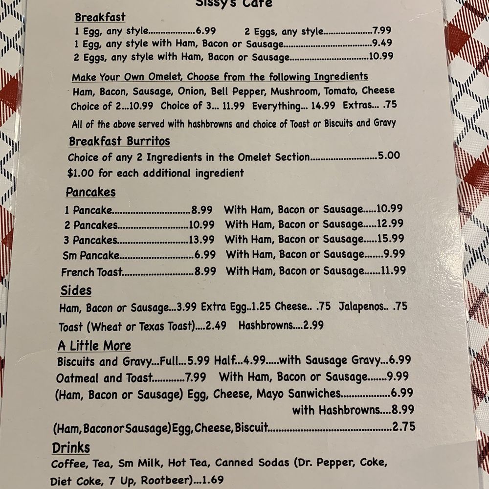 Sissy's - Menu 1-25-24 - Cafes Near Me - Breckenridge, Texas Sissy's - Menu 1-25-24 - Cafes Near Me - Breckenridge, Texas