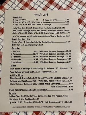 Menu photo 2 Sissy's Breckenridge, TX
