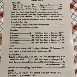 Sissy's - Menu 1-25-24