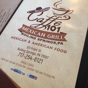 Caffe 101 - Menu cover - Cafes Near Me - Boiling Springs, Pennsylvania