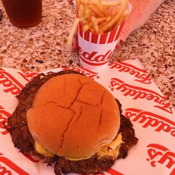 Freddy's Frozen Custard & Steakburgers - This is the kids combo hamburger and fries!