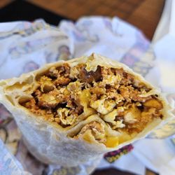Chorizo breakfast burrito $10.78 before tip..