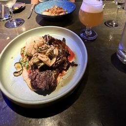 Brisket and scallops. Brisket and scallops.
