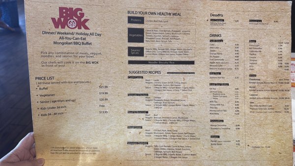 Menu photo 1 Big Wok Mongolian Bar-B-Q Lake Forest, CA
