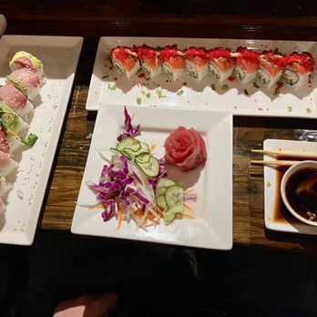 The Flying Sumo - Chuck Norris left Spicy Dragon top Tuna sashimi middle = all magic - Sushi Bars Near Me - Park City, Utah The Flying Sumo - Chuck Norris left Spicy Dragon top Tuna sashimi middle = all magic - Sushi Bars Near Me - Park City, Utah