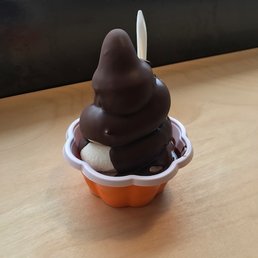 vegan soft serve with dark chocolate magic shell