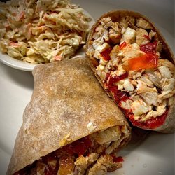 Sidelines Cafe - Chicken Caprese wrap with cole slaw