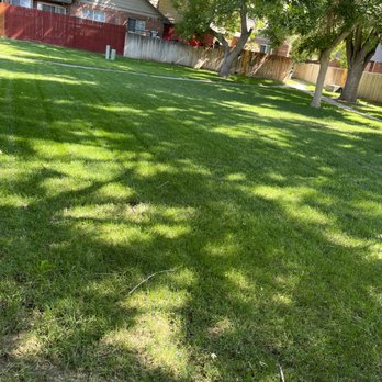 Yeti Complete Services - a green lawn with a red fence in the background - Snow Removal Near Me