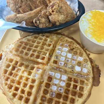 Gritz Cafe - Fried Chicken and Sweet Potato Waffle with Grits - Soul Food Near Me - Las Vegas, Nevada