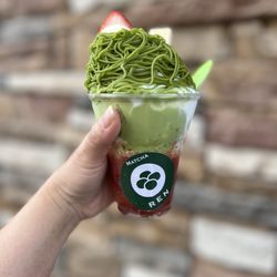 Matcha Ren - Strawberry Mont Blanc : matcha & milk soft serve : Pricey...over $11