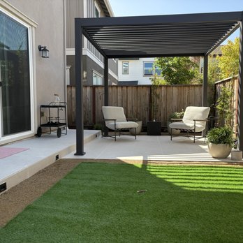 Novara Landscape and Construction - Steel pergola installed on porcelain pavers patio, porcelain paver landing with lights and stabilized decomposed granite. - Landscaping Near Me Novara Landscape and Construction - Steel pergola installed on porcelain pavers patio, porcelain paver landing with lights and stabilized decomposed granite. - Landscaping Near Me