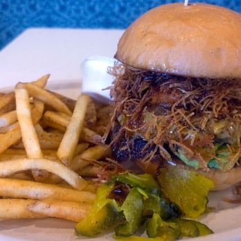 La Tour Cafe - La Touriyaki Avocado Crunch Burger: Wagyu Beef Patty, La Touriyaki sauce, Yuzu Cream, Avocado, American Cheese, Potato Crunch = $15 - Cafes Near Me - Honolulu, Hawaii