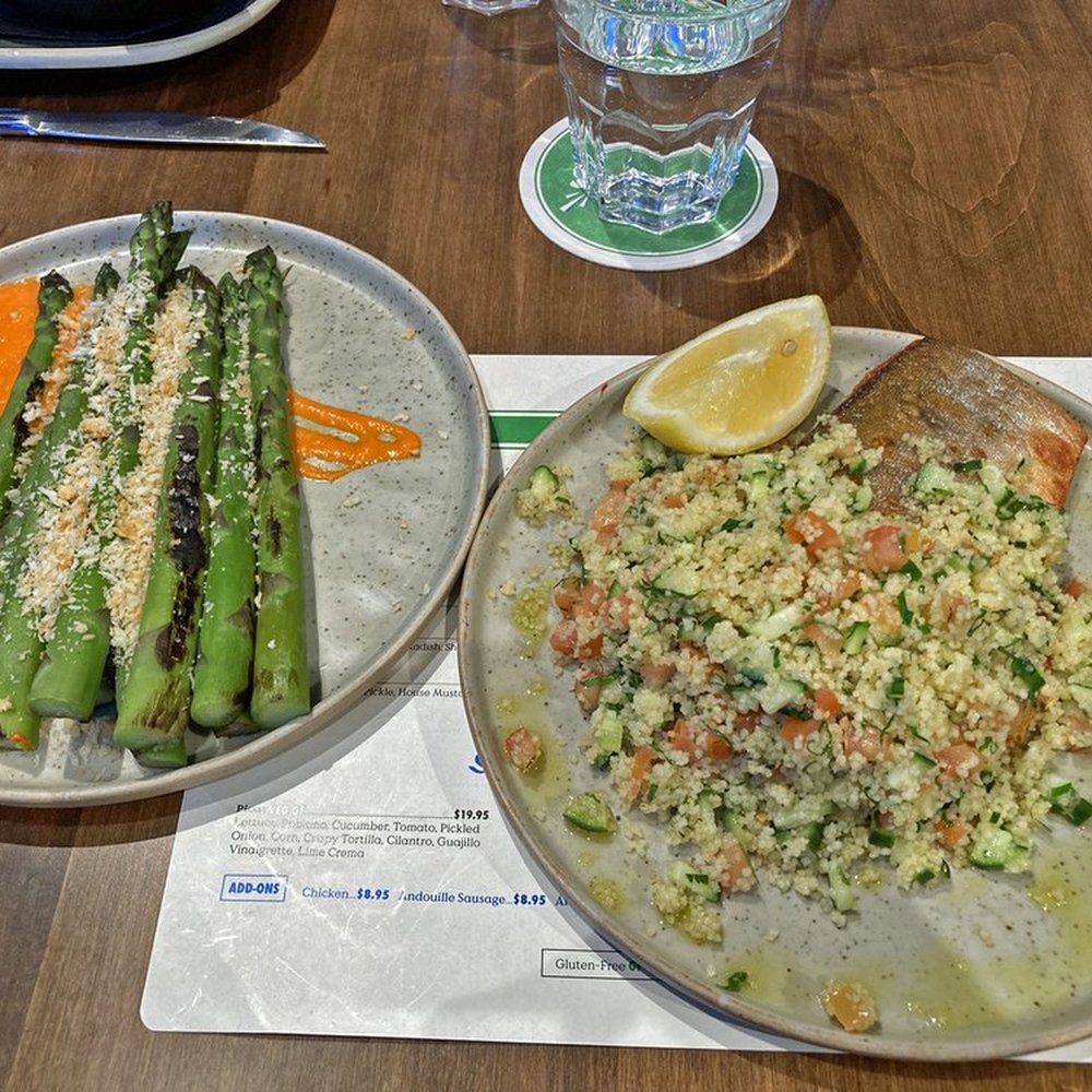 Steam Whistle Kitchen - Seared Asparagus & Arctic Char with Tabbouleh - Salad Near Me - Toronto, Ontario Steam Whistle Kitchen - Seared Asparagus & Arctic Char with Tabbouleh - Salad Near Me - Toronto, Ontario