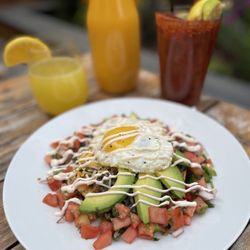 Recess Beer Garden - Breakfast tostada, Bloody Mary, mimosas