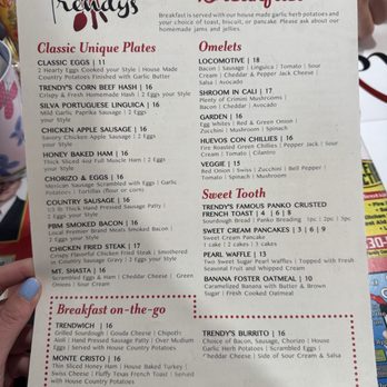 Trendy's - Menu June 2025 - Breakfast & Brunch Near Me - Redding, California