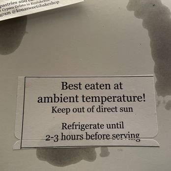 Kona Sweets Bakeshop - The cake warning - Bakeries Near Me - Kealakekua, Hawaii
