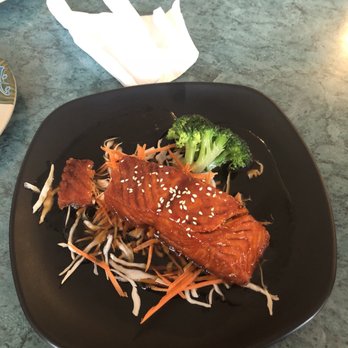 Asian Corner - Teriyaki salmon after I broke a piece off - Thai Near Me - Valley Park, Missouri