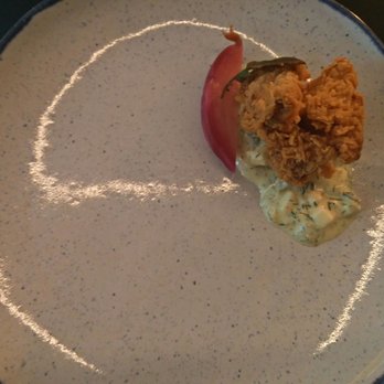 AnnaLena - Tasting menu: Deep fried chicken - the piece was smaller than last time. Same yumminess though. - Canadian (New) Near Me - Vancouver, British Columbia AnnaLena - Tasting menu: Deep fried chicken - the piece was smaller than last time. Same yumminess though. - Canadian (New) Near Me - Vancouver, British Columbia