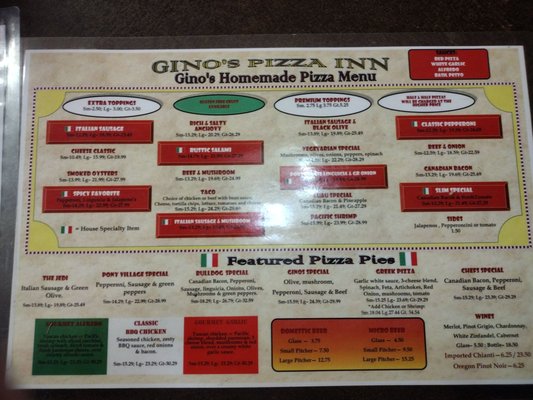 Menu photo 2 Gino's Pizza Inn North Bend, OR Menu photo 2 Gino's Pizza Inn North Bend, OR