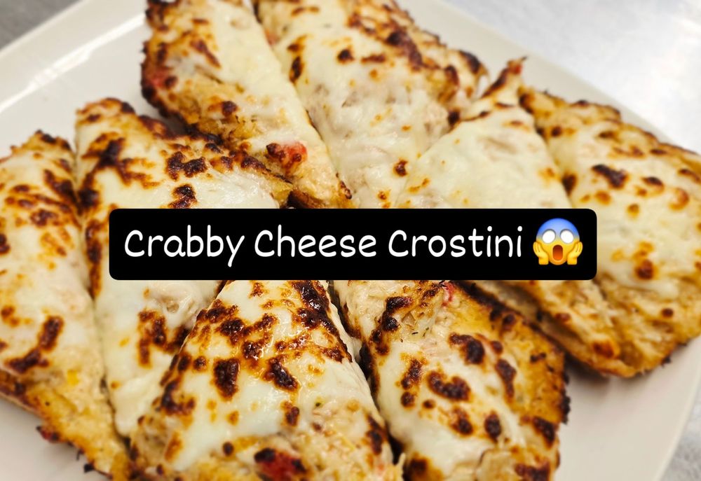 Crabby Cheese Crostini
