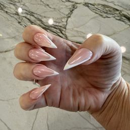 Stiletto with French tips and chrome