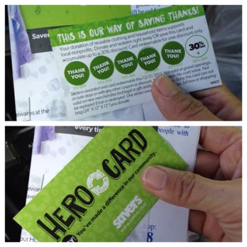 Savers - They now offer Discount Hero Card instead of 20% off flyer - Thrift Stores Near Me - Lomita, California Savers - They now offer Discount Hero Card instead of 20% off flyer - Thrift Stores Near Me - Lomita, California