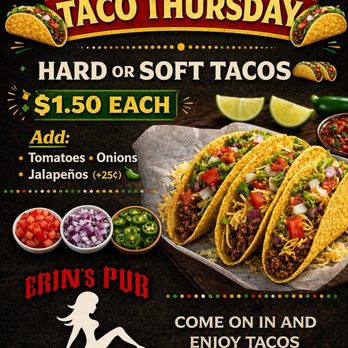Erin's Pub - Thursday tacos - Pubs Near Me - Independence, Missouri