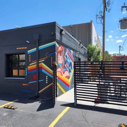 Boombox Brew Bar - Nice patio area with killer artwork
