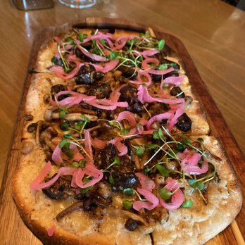 Carson Kitchen - Wild mushroom flatbread with pickled onions. - New American Near Me - Las Vegas, Nevada Carson Kitchen - Wild mushroom flatbread with pickled onions. - New American Near Me - Las Vegas, Nevada