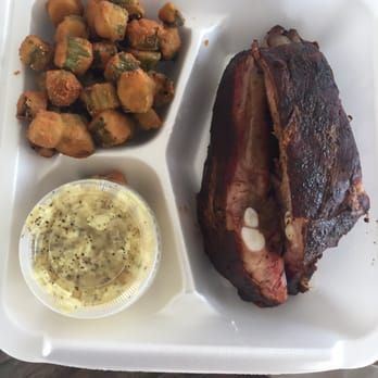 Craigs Bar-B-Que - BBQ Rib Platter with homemade potato salad and fried okra. - Barbeque Near Me - Malvern, Arkansas
